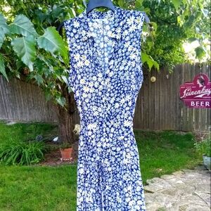 Croft & Barrow Sleeveless Maxi Shirtdress, Navy Daisy Print, L